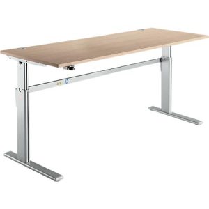 Schreibtisch Standard, elektrisch höhenverstellbar, Rechteck, C-Fuß, B 1800 x T 800 x H 725-1185 mm, Eiche/weißaluminium RAL 9006 Schreibtisch Standard, elektrisch höhenverstellbar, Rechteck, C-Fuß, B 1800 x T 800 x H 725-1185 mm, Eiche/weißaluminium RAL 9006