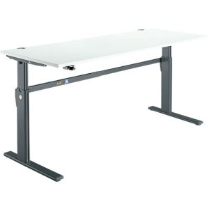 Schreibtisch Standard, elektrisch höhenverstellbar, Rechteck, C-Fuß, B 1800 x T 800 x H 725-1185 mm, lichtgrau/anthrazit Schreibtisch Standard, elektrisch höhenverstellbar, Rechteck, C-Fuß, B 1800 x T 800 x H 725-1185 mm, lichtgrau/anthrazit