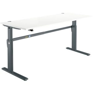 Schreibtisch Standard, elektrisch höhenverstellbar, Rechteck, C-Fuß, B 1800 x T 800 x H 725-1185 mm, weiß/anthrazit Schreibtisch Standard, elektrisch höhenverstellbar, Rechteck, C-Fuß, B 1800 x T 800 x H 725-1185 mm, weiß/anthrazit