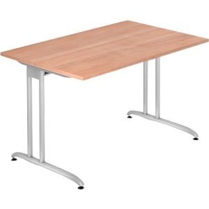 Schreibtisch TARA, C-Fuß, Rechteck, B 1200 x T 800 x H 720 mm, Nussbaum-Dekor Schreibtisch TARA, C-Fuß, Rechteck, B 1200 x T 800 x H 720 mm, Nussbaum-Dekor