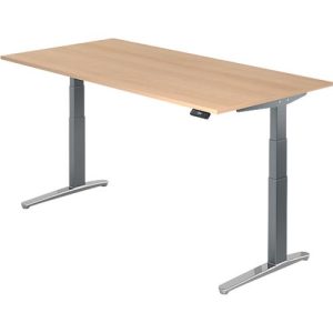 Schreibtisch TOPAS LINE, elektrisch höhenverstellbar, C-Fuß, B 2000 x T 1000 x H 650-1300 mm, Eiche/graphit + Memoryschalter, Kabelkanal Schreibtisch TOPAS LINE, elektrisch höhenverstellbar, C-Fuß, B 2000 x T 1000 x H 650-1300 mm, Eiche/graphit + Memoryschalter, Kabelkanal