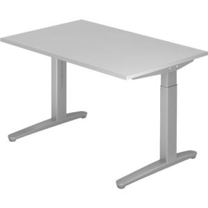 Schreibtisch TOPAS LINE, manuell höheneinstellbar, B 1200 mm, lichtgrau/silber/silber Schreibtisch TOPAS LINE, manuell höheneinstellbar, B 1200 mm, lichtgrau/silber/silber