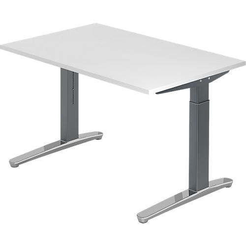 Schreibtisch TOPAS LINE, manuell höheneinstellbar, B 1200 mm, weiß/graphit/alu poliert