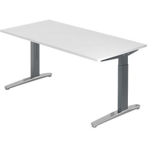 Schreibtisch TOPAS LINE, manuell höheneinstellbar, B 1600 mm, weiß/graphit/alu poliert Schreibtisch TOPAS LINE, manuell höheneinstellbar, B 1600 mm, weiß/graphit/alu poliert