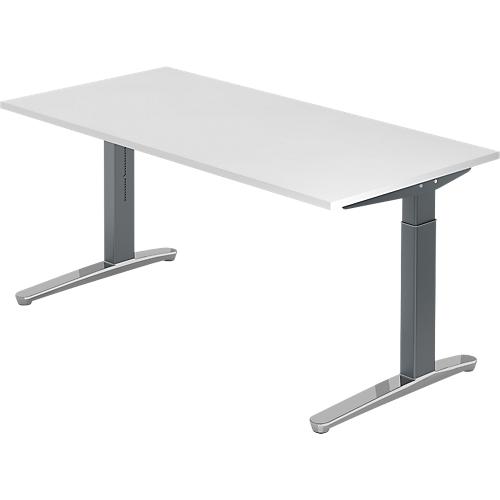 Schreibtisch TOPAS LINE, manuell höheneinstellbar, B 1600 mm, weiß/graphit/alu poliert