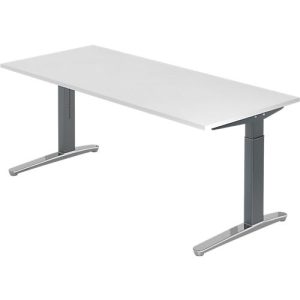 Schreibtisch TOPAS LINE, manuell höheneinstellbar, B 1800 mm, weiß/graphit/alu poliert Schreibtisch TOPAS LINE, manuell höheneinstellbar, B 1800 mm, weiß/graphit/alu poliert