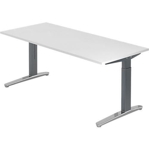 Schreibtisch TOPAS LINE, manuell höheneinstellbar, B 1800 mm, weiß/graphit/alu poliert