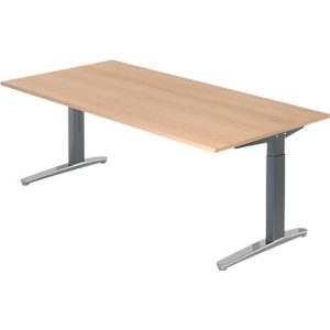 Schreibtisch TOPAS LINE, manuell höheneinstellbar, B 2000 mm, Eiche/graphit/alu poliert Schreibtisch TOPAS LINE, manuell höheneinstellbar, B 2000 mm, Eiche/graphit/alu poliert