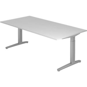 Schreibtisch TOPAS LINE, manuell höheneinstellbar, B 2000 mm, lichtgrau/silber/silber Schreibtisch TOPAS LINE, manuell höheneinstellbar, B 2000 mm, lichtgrau/silber/silber