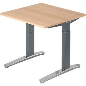 Schreibtisch TOPAS LINE, manuell höheneinstellbar, B 800 mm, Eiche/graphit/alu poliert Schreibtisch TOPAS LINE, manuell höheneinstellbar, B 800 mm, Eiche/graphit/alu poliert