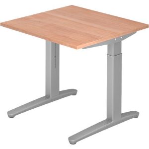 Schreibtisch TOPAS LINE, manuell höheneinstellbar, B 800 mm, Nussbaum/silber/silber Schreibtisch TOPAS LINE, manuell höheneinstellbar, B 800 mm, Nussbaum/silber/silber