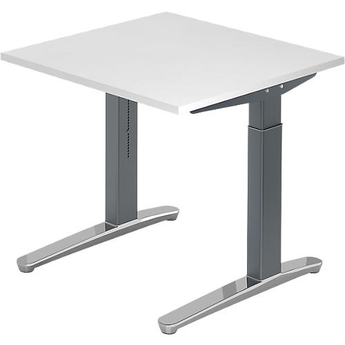 Schreibtisch TOPAS LINE, manuell höheneinstellbar, B 800 mm, weiß/graphit/alu poliert