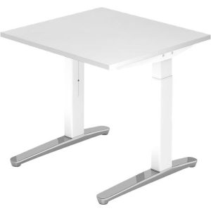 Schreibtisch TOPAS LINE, manuell höheneinstellbar, B 800 mm, weiß/weiß/alu poliert Schreibtisch TOPAS LINE, manuell höheneinstellbar, B 800 mm, weiß/weiß/alu poliert