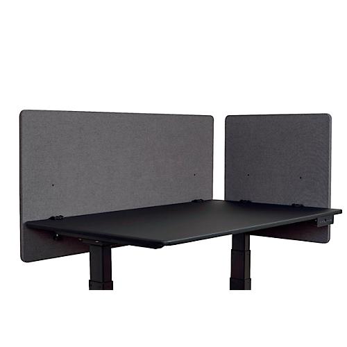 Schreibtisch-Trennwand Luxor, Klammerbefestigung, Schalldämpfung bis 85 %, ca. 3 kg, B 600 x T 20 x H 600 mm, PET & Stahl, schiefergrau