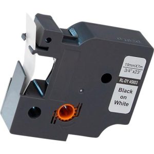 Schriftband kompatibel zu Dymo® Beschriftungsband D1/45803, selbstklebend, weiß/schwarz, Kunststoff, L 7 m x B 19 mm Schriftband kompatibel zu Dymo® Beschriftungsband D1/45803, selbstklebend, weiß/schwarz, Kunststoff, L 7 m x B 19 mm