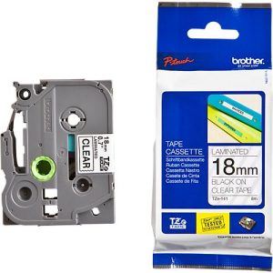 Schriftbandkassette Brother TZe-141, selbstklebend, L 8 m x B 18 mm, farblos/schwarz Schriftbandkassette Brother TZe-141, selbstklebend, L 8 m x B 18 mm, farblos/schwarz