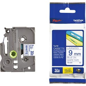 Schriftbandkassette Brother TZe-223, selbstklebend, L 8 m x B 9 mm, weiß/blau Schriftbandkassette Brother TZe-223, selbstklebend, L 8 m x B 9 mm, weiß/blau