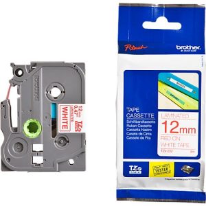 Schriftbandkassette Brother TZe-232, selbstklebend, L 8 m x B 12 mm, weiß/rot Schriftbandkassette Brother TZe-232, selbstklebend, L 8 m x B 12 mm, weiß/rot