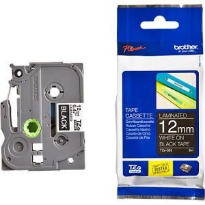 Schriftbandkassette Brother TZe-335, selbstklebend, L 8 m x B 12 mm, schwarz/weiß Schriftbandkassette Brother TZe-335, selbstklebend, L 8 m x B 12 mm, schwarz/weiß