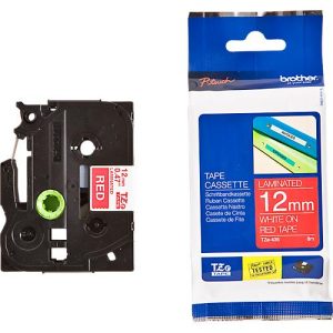 Schriftbandkassette Brother TZe-435, selbstklebend, L 8 m x B 12 mm, rot/weiß Schriftbandkassette Brother TZe-435, selbstklebend, L 8 m x B 12 mm, rot/weiß