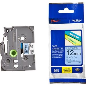Schriftbandkassette Brother TZe-531, selbstklebend, L 8 m x B 12 mm, blau/schwarz Schriftbandkassette Brother TZe-531, selbstklebend, L 8 m x B 12 mm, blau/schwarz