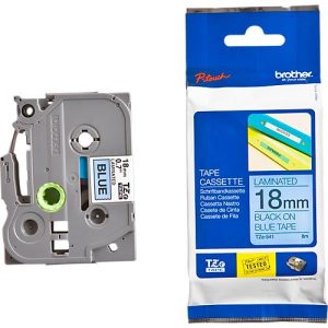Schriftbandkassette Brother TZe-541, selbstklebend, L 8 m x B 18 mm, blau/schwarz Schriftbandkassette Brother TZe-541, selbstklebend, L 8 m x B 18 mm, blau/schwarz
