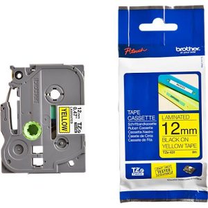 Schriftbandkassette Brother TZe-631, selbstklebend, L 8 m x B 12 mm, gelb/schwarz Schriftbandkassette Brother TZe-631, selbstklebend, L 8 m x B 12 mm, gelb/schwarz