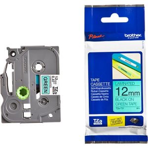 Schriftbandkassette Brother TZe-731, selbstklebend, L 8 m x B 12 mm, grün/schwarz Schriftbandkassette Brother TZe-731, selbstklebend, L 8 m x B 12 mm, grün/schwarz