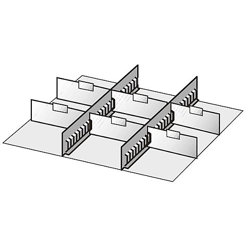 Schubladen-Unterteilungen, 2 Zwischenstege/6 Trennwände, 50mm, Stahlblech