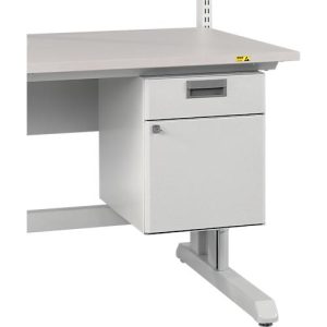 Schubladenblock Treston 35/47, 1 Schublade und Tür, ESD, B 350 x T 470 x H 470 mm, Stahl, hellgrau Schubladenblock Treston 35/47, 1 Schublade und Tür, ESD, B 350 x T 470 x H 470 mm, Stahl, hellgrau