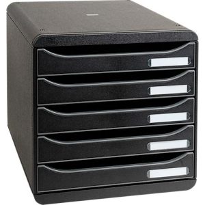 Schubladenbox BIG-BOX PLUS, A4+, 5 halboffene Schübe mit Auszugsstopp, Griffmulde & Etikettenhalter, Etiketten, Blauer Engel, Kunststoff, schwarz Schubladenbox BIG-BOX PLUS, A4+, 5 halboffene Schübe mit Auszugsstopp, Griffmulde & Etikettenhalter, Etiketten, Blauer Engel, Kunststoff, schwarz