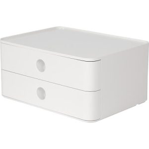 Schubladenbox HAN Allison Smart-Box, 2 Schübe mit Trennwänden, Kabelhalter, stapelbar, ABS-Kunststoff, weiß Schubladenbox HAN Allison Smart-Box, 2 Schübe mit Trennwänden, Kabelhalter, stapelbar, ABS-Kunststoff, weiß