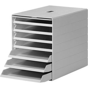 Schubladenbox Idealbox Plus, 7 Schübe, DIN C4, Kunststoff, grau Schubladenbox Idealbox Plus, 7 Schübe, DIN C4, Kunststoff, grau