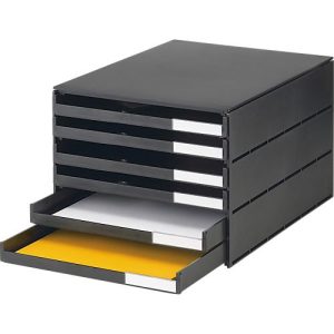 Schubladenbox styro® Styroval, Format C4, 6 offene Schübe, stapelbar, Beschriftungsmaterial, B 243 x T 335 x H 200 mm, Recycling-Kunststoff, schwarz Schubladenbox styro® Styroval, Format C4, 6 offene Schübe, stapelbar, Beschriftungsmaterial, B 243 x T 335 x H 200 mm, Recycling-Kunststoff, schwarz