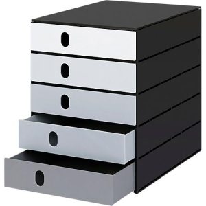 Schubladenbox Styro Styroval Pro Color Flow, für Formate bis C4, 5 geschlossene Schübe, grau/schwarz, Farbverlauf Schubladenbox Styro Styroval Pro Color Flow, für Formate bis C4, 5 geschlossene Schübe, grau/schwarz, Farbverlauf