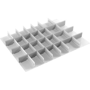 Schubladeneinsatz Treston, 6 Unterteiler & 21 Mittelplatten, B 900 mm, für Serie 90 mit H 100 mm Schubladeneinsatz Treston, 6 Unterteiler & 21 Mittelplatten, B 900 mm, für Serie 90 mit H 100 mm