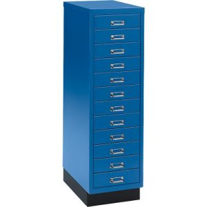 Schubladenschrank DIN A4, mit 12 Schubladen, 940 mm hoch, enzianblau Schubladenschrank DIN A4, mit 12 Schubladen, 940 mm hoch, enzianblau