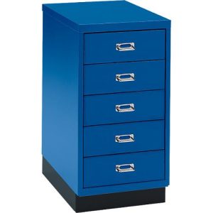 Schubladenschrank DIN A4, mit 5 Schubladen, 675 mm hoch, enzianblau Schubladenschrank DIN A4, mit 5 Schubladen, 675 mm hoch, enzianblau
