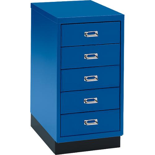 Schubladenschrank DIN A4, mit 5 Schubladen, 675 mm hoch, enzianblau