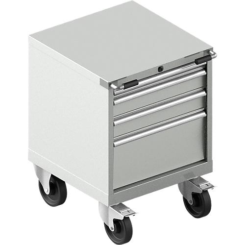 Schubladenschrank mit Rollen WSK 27-27, 4 Schübe, bis 75 kg, B 564 x T 572 x H 770 mm, lichtgrau/lichtgrau