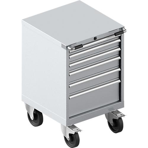 Schubladenschrank mit Rollen WSK 27-27, 6 Schübe, bis 200 kg, B 564 x T 572 x H 870 mm, weißaluminium/weißaluminium