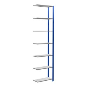 Schulte Anbauregal Steckregal MULTIplus150 3000 x 750 x 300 mm 7 Fachböden Kreuzstrebe RAL 5010 enzianblau/verzinkt/verzinkt
