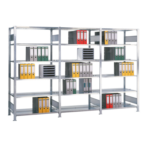 Schulte Grundregal Büro-Schraubregal MULTIplus150 2000 x 1000 x 600 mm 6 Fachböden RAL 7035 lichtgrau ohne Mittelanschag