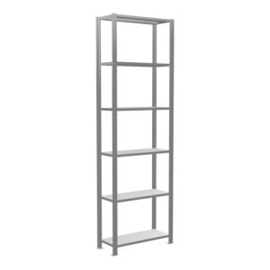 Schulte Grundregal „Steckregal MULTIplus150“, 2500 x 750 x 300 mm Abmessung, 6 Fachböden, Kreuzstrebe verzinkt