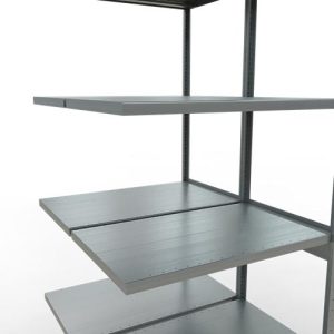SCHULTE Lagertechnik Doppel-Anbauregal Stecksystem, MULTIPlus250, 3000x1000x(2×600) mm, 14 Böden, verzinkt