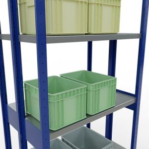 SCHULTE Lagertechnik – Doppel-Grundregal Stecksystem MULTIPlus250 – 3000x1000x(2×300) mm, 14 Böden, verzinkt