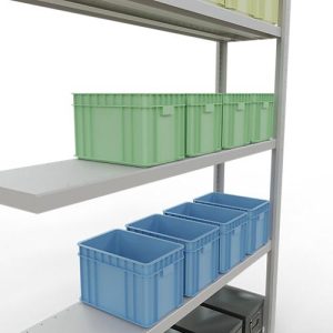 SCHULTE Lagertechnik Fachbodenregal – Stecksystem MULTIplus 250 Anbauregal mit Längenriegel – 2000x1300x300 mm, Typ 250 kg