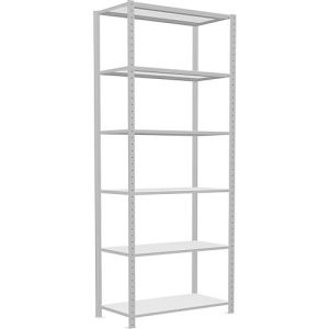 Schulte Lagertechnik Fachbodenregal Steckystem MULTIplus250, Grundregal, B 1000 x T 500 x H 2500 mm, 6 Böden, Kreuzstrebe, bis 1700 kg, lichtgrau