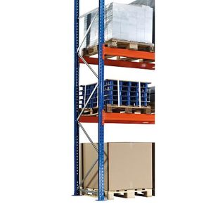 Schulte Lagertechnik Palettenregal-Ständerrahmen S625-A18, unmontiert, T 1100 x H 3000 mm, Stützenbreite 100 mm, blau/verzinkt Schulte Lagertechnik Palettenregal-Ständerrahmen S625-A18, unmontiert, T 1100 x H 3000 mm, Stützenbreite 100 mm, blau/verzinkt