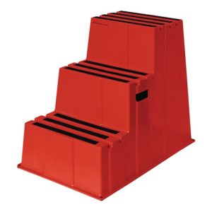 Schwerlasttritt Stufen 3 Plattform-H.730mm Ku.rot Schwerlasttritt Stufen 3 Plattform-H.730mm Ku.rot